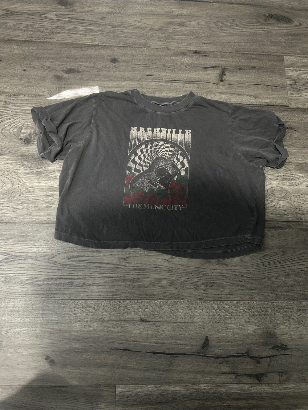 Nashville The Music City Graphic Tee - Black with Red Accent